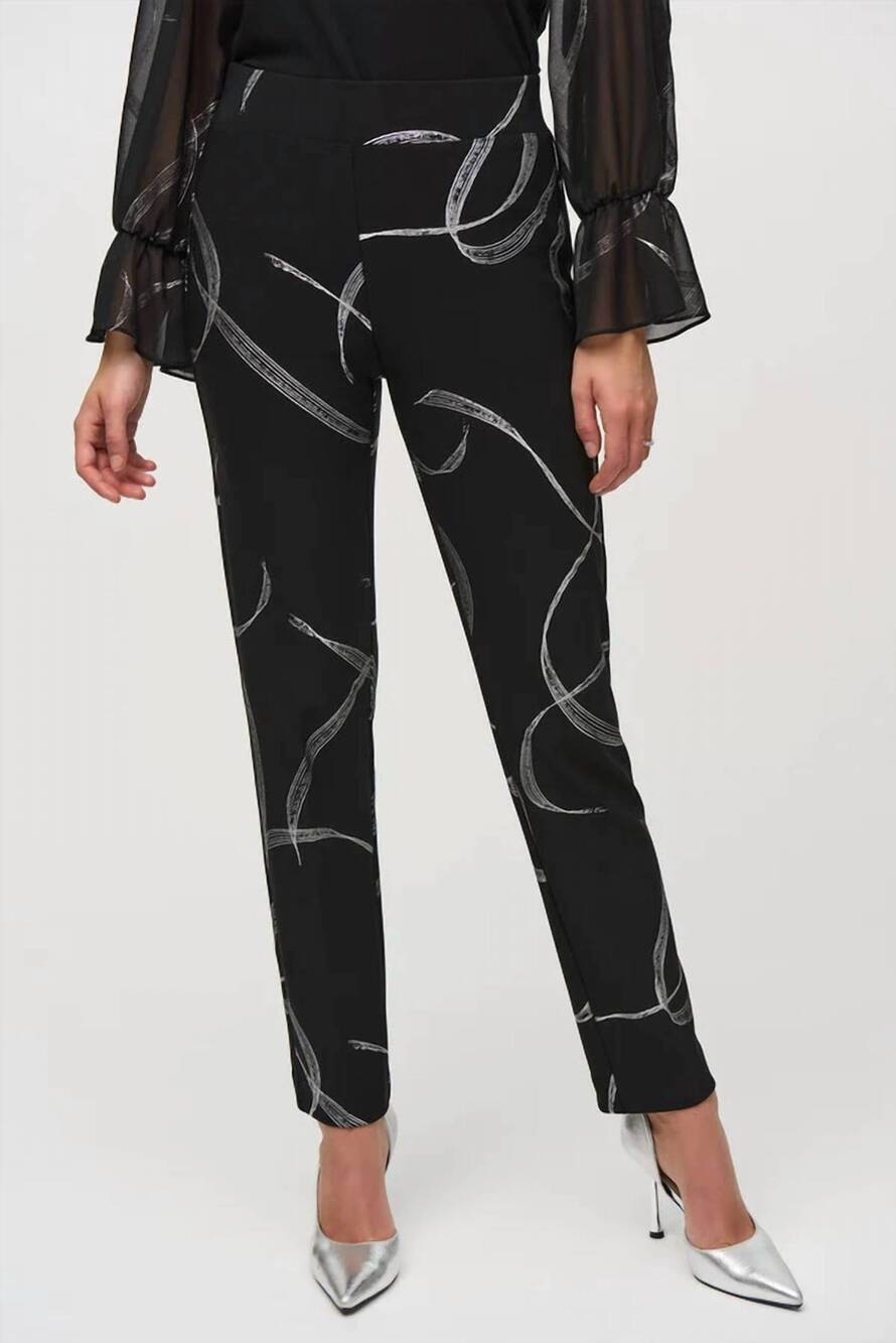 NEW JOSEPH RIBKOFF pull on printed pant in black